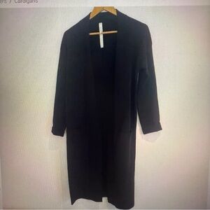 The Group Babaton Woman Black Stretch Long Open Cardigan Sweater Size M